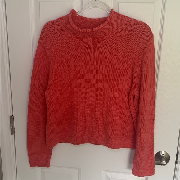 J Crew Always Classic vintage Rollneck sweater cropped size large 100% cotton - Picture 1 of 7